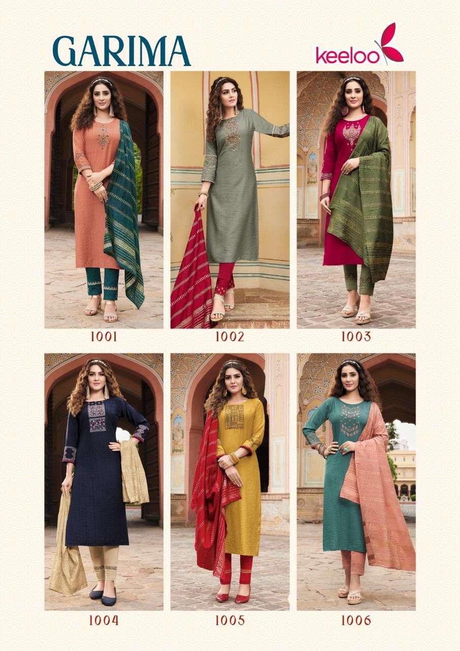 GARIMA BY KEELOO 1001 TO 1006 SERIES SUITS BEAUTIFUL FANCY COLORFUL STYLISH PARTY WEAR & OCCASIONAL WEAR VISCOSE DRESSES AT WHOLESALE PRICE