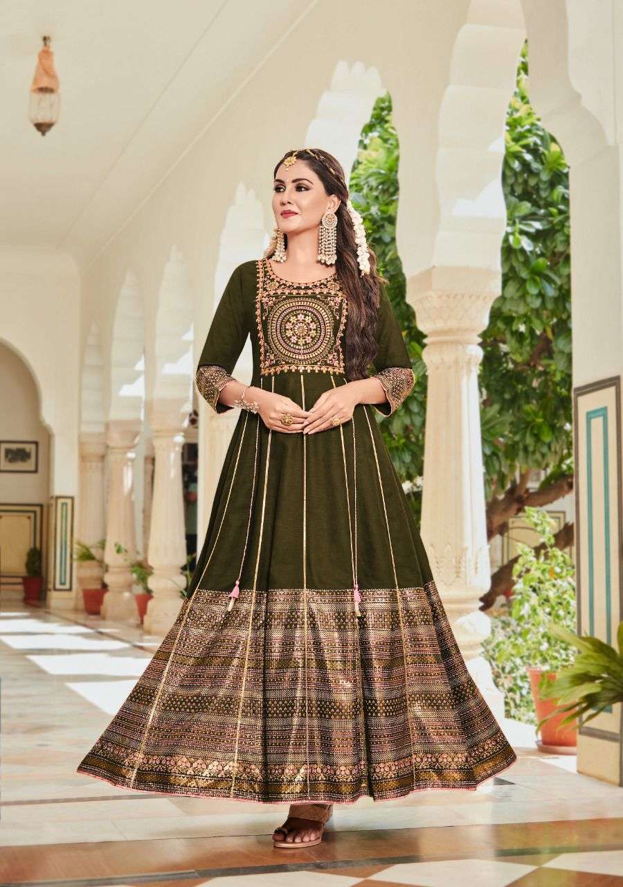 COLOURBAR VOL-8 BY KAJAL STYLE 8001 TO 8008 SERIES BEAUTIFUL STYLISH FANCY COLORFUL CASUAL WEAR & ETHNIC WEAR RAYON EMBROIDERED GOWNS AT WHOLESALE PRICE