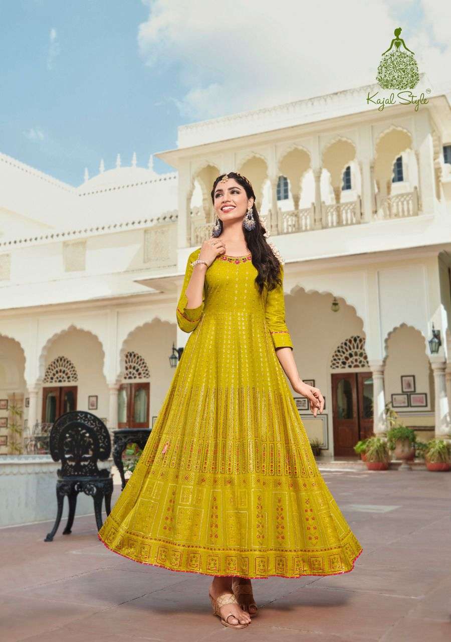 COLOURBAR VOL-8 BY KAJAL STYLE 8001 TO 8008 SERIES BEAUTIFUL STYLISH FANCY COLORFUL CASUAL WEAR & ETHNIC WEAR RAYON EMBROIDERED GOWNS AT WHOLESALE PRICE