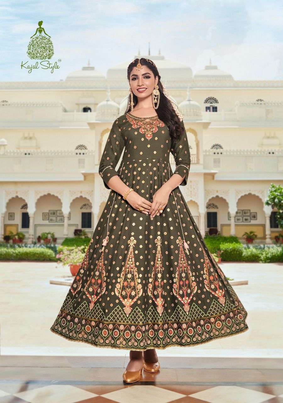 COLOURBAR VOL-8 BY KAJAL STYLE 8001 TO 8008 SERIES BEAUTIFUL STYLISH FANCY COLORFUL CASUAL WEAR & ETHNIC WEAR RAYON EMBROIDERED GOWNS AT WHOLESALE PRICE