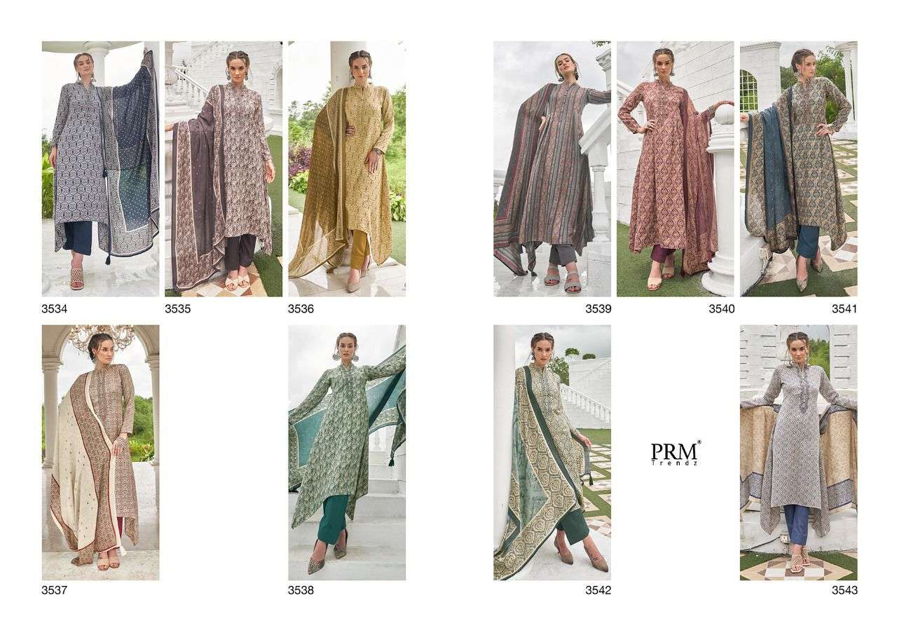 VOGUE VOL-6 BY PRM TRENDZ 3534 TO 3543 SERIES BEAUTIFUL SUITS COLORFUL STYLISH FANCY CASUAL WEAR & ETHNIC WEAR PURE PASHMINA PRINT DRESSES AT WHOLESALE PRICE