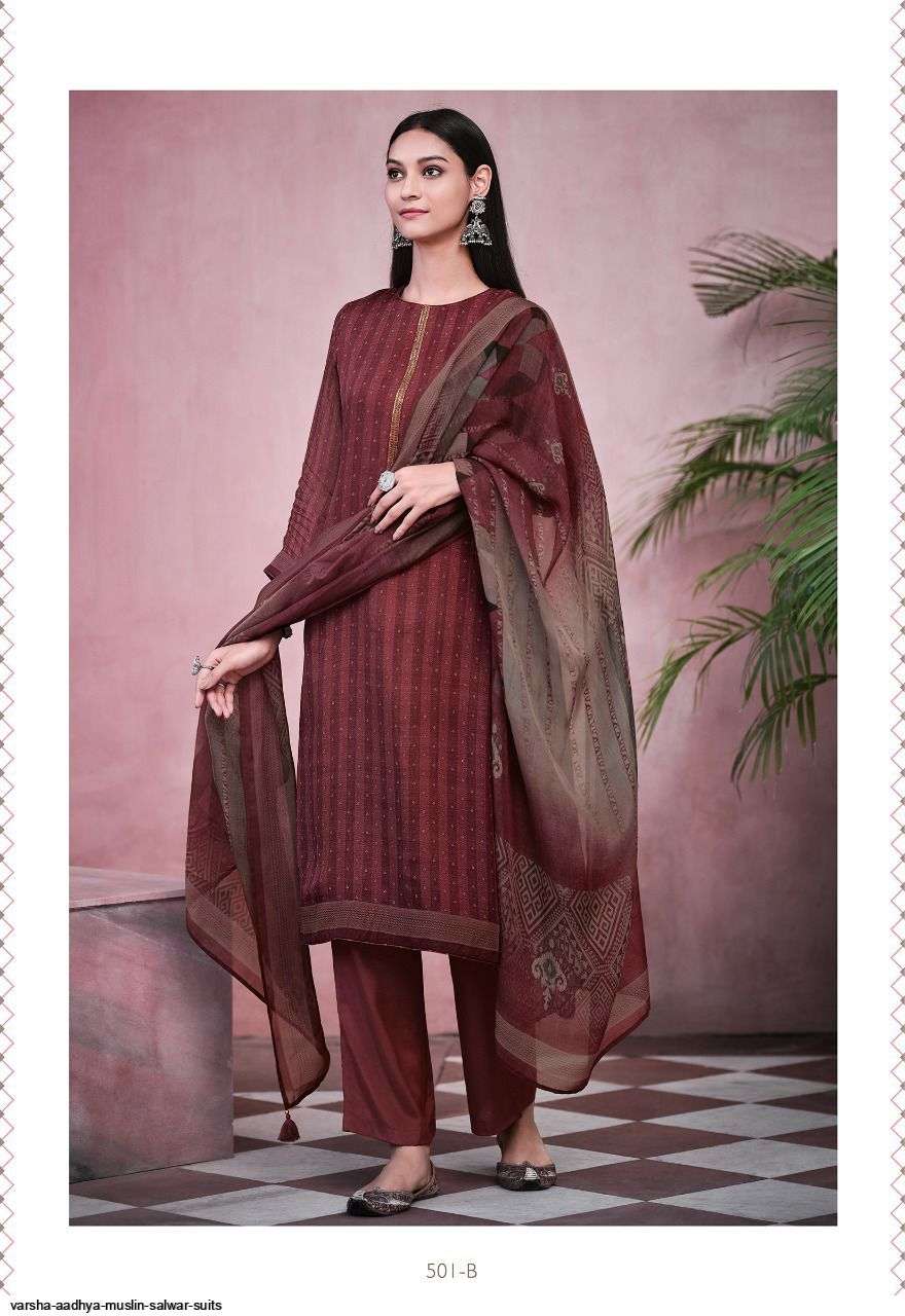 AADHYA BY VARSHA 501-A TO 501-D SERIES BEAUTIFUL SUITS COLORFUL STYLISH FANCY CASUAL WEAR & ETHNIC WEAR PURE MUSLIN DIGITAL PRINT DRESSES AT WHOLESALE PRICE