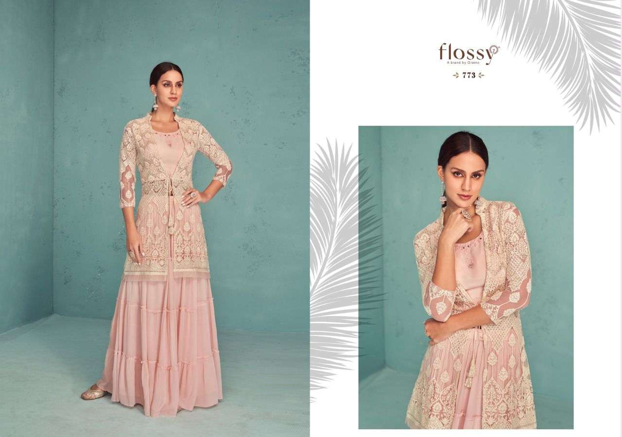Naksh Vol-3 By Flossy 771 To 774 Series Beautiful Stylish Fancy Colorful Casual Wear & Ethnic Wear Georgette Embroidered Tops At Wholesale Price