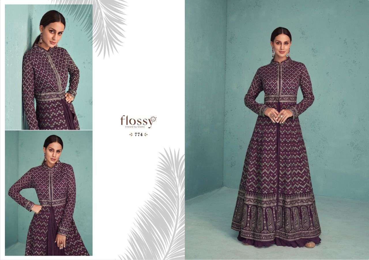 Naksh Vol-3 By Flossy 771 To 774 Series Beautiful Stylish Fancy Colorful Casual Wear & Ethnic Wear Georgette Embroidered Tops At Wholesale Price