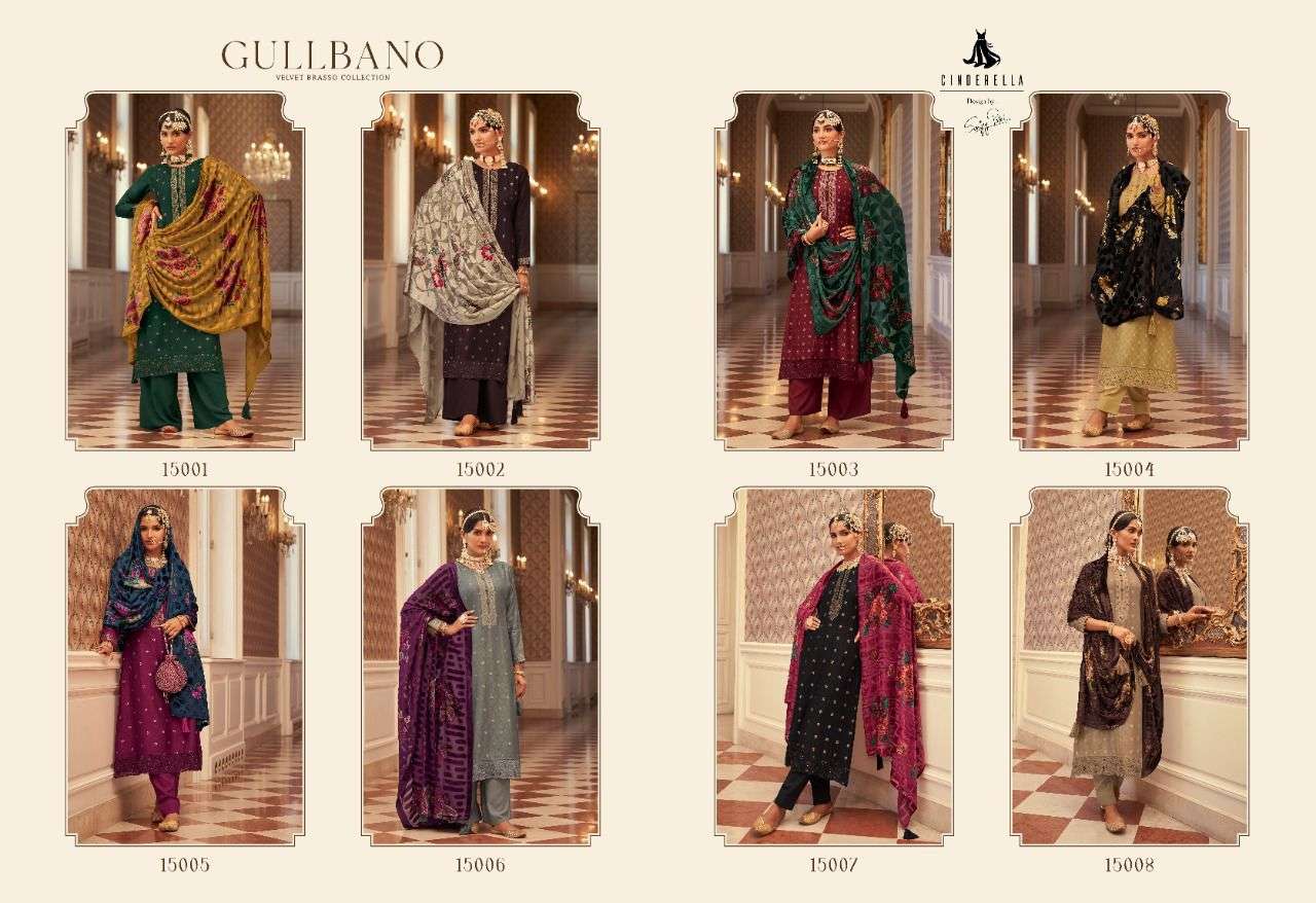 GULBANO BY CINDERELLA 15001 TO 15008 SERIES BEAUTIFUL SUITS COLORFUL STYLISH FANCY CASUAL WEAR & ETHNIC WEAR PURE VISCOSE PASHMINA DRESSES AT WHOLESALE PRICE