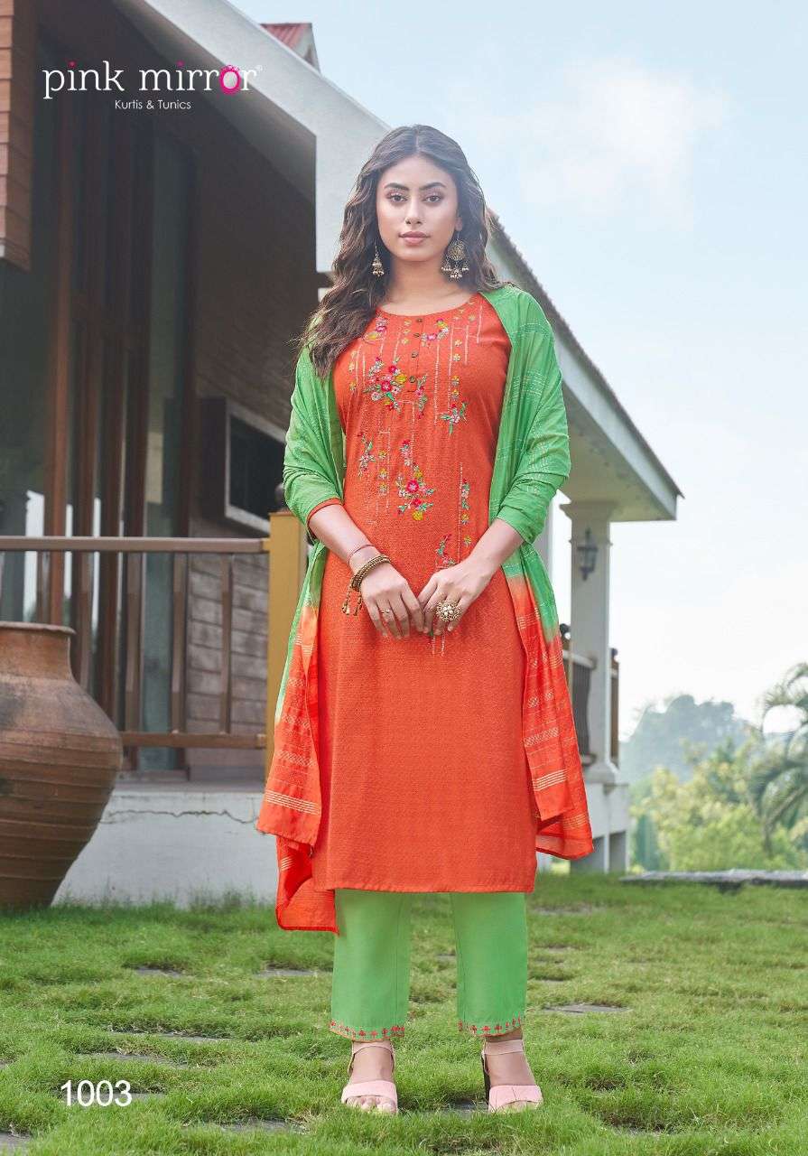 ROSEBERRY BY PINK MIRROR 1001 TO 1006 SERIES BEAUTIFUL SUITS COLORFUL STYLISH FANCY CASUAL WEAR & ETHNIC WEAR VISCOSE EMBROIDERED DRESSES AT WHOLESALE PRICE
