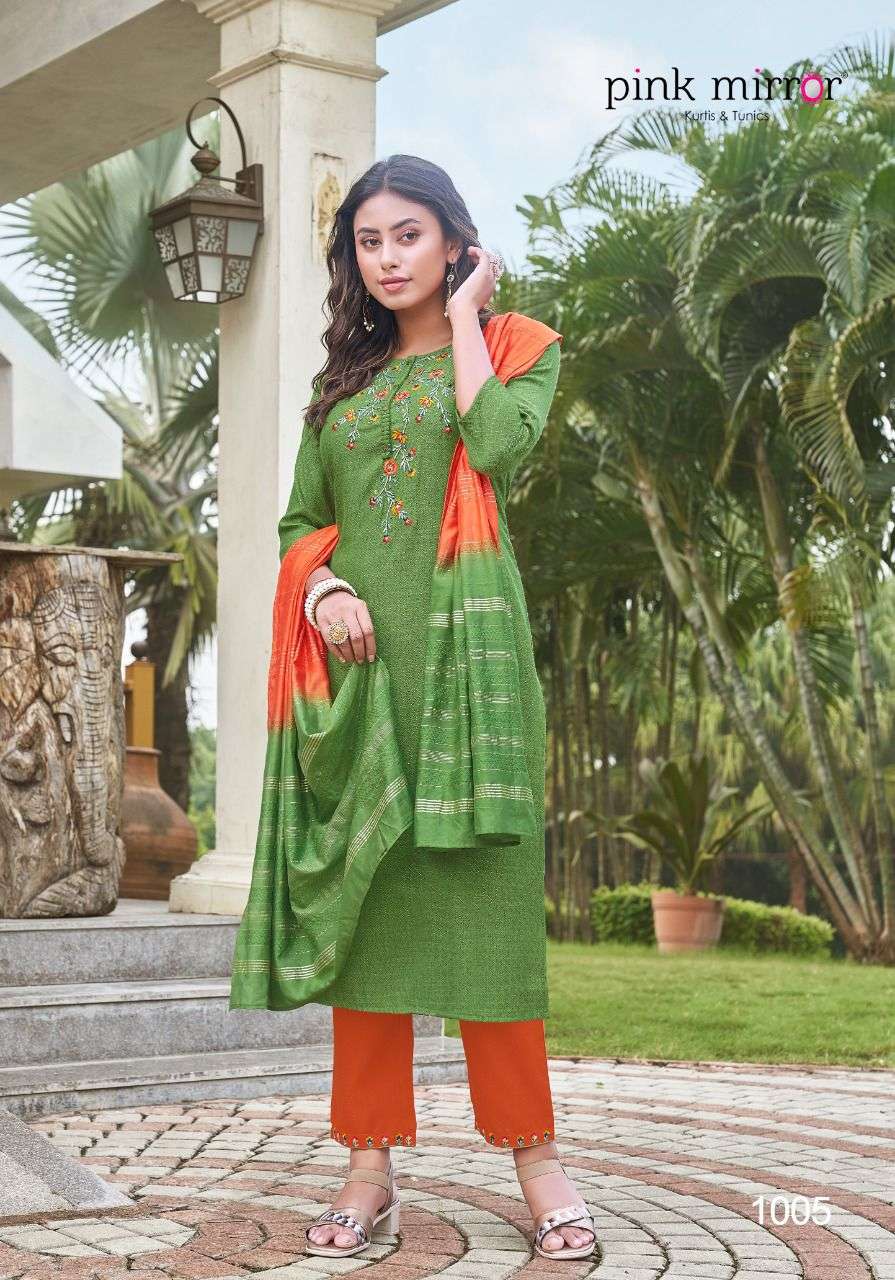 ROSEBERRY BY PINK MIRROR 1001 TO 1006 SERIES BEAUTIFUL SUITS COLORFUL STYLISH FANCY CASUAL WEAR & ETHNIC WEAR VISCOSE EMBROIDERED DRESSES AT WHOLESALE PRICE