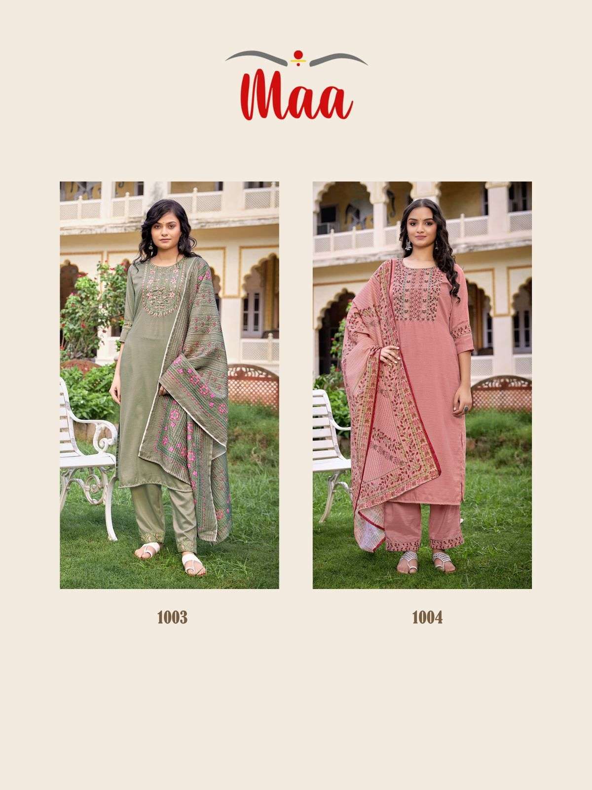 HAZEL BY MAA CREATION 1001 TO 1004 SERIES DESIGNER SUITS COLLECTION BEAUTIFUL STYLISH COLORFUL FANCY PARTY WEAR & OCCASIONAL WEAR CHINNON SILK DRESSES AT WHOLESALE PRICE