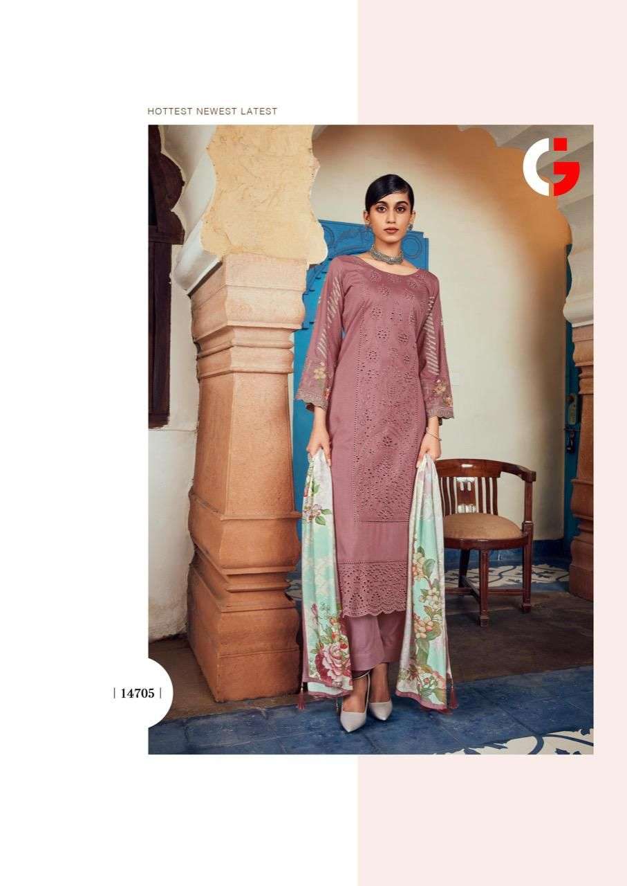 QUEEN COURTS BY GULL JEE 14701 TO 14706 SERIES BEAUTIFUL SUITS COLORFUL STYLISH FANCY CASUAL WEAR & ETHNIC WEAR VISCOSE PASHMINA EMBROIDERED DRESSES AT WHOLESALE PRICE