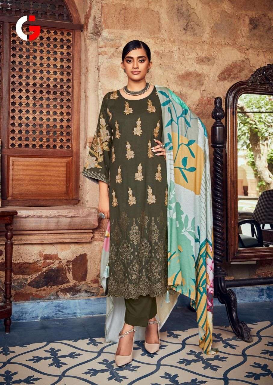 QUEEN COURTS BY GULL JEE 14701 TO 14706 SERIES BEAUTIFUL SUITS COLORFUL STYLISH FANCY CASUAL WEAR & ETHNIC WEAR VISCOSE PASHMINA EMBROIDERED DRESSES AT WHOLESALE PRICE