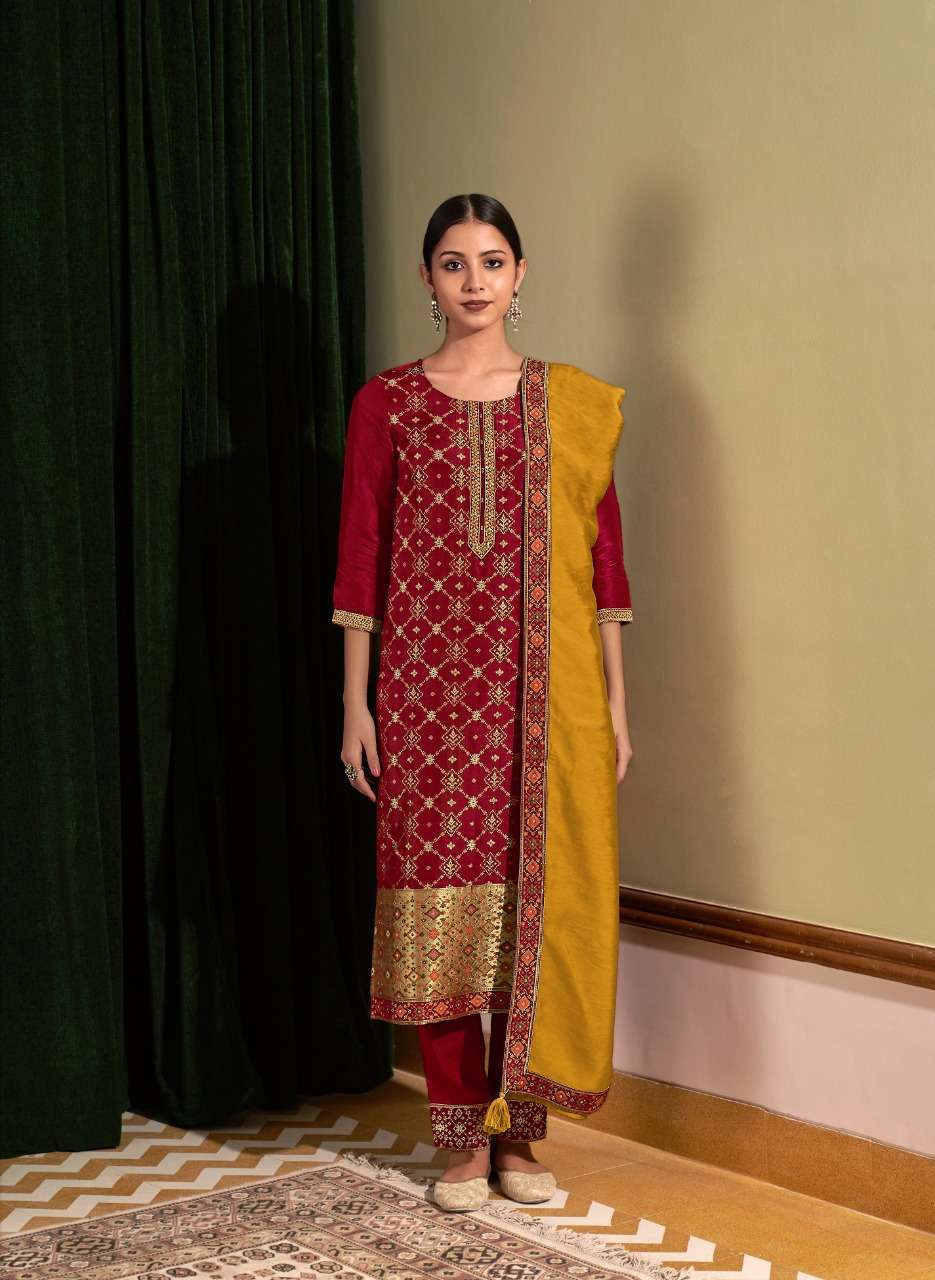 BANARAS VOL-2 BY FOUR BUTTONS 1991 TO 1996 SERIES BEAUTIFUL SUITS COLORFUL STYLISH FANCY CASUAL WEAR & ETHNIC WEAR PURE DOLA SILK DRESSES AT WHOLESALE PRICE