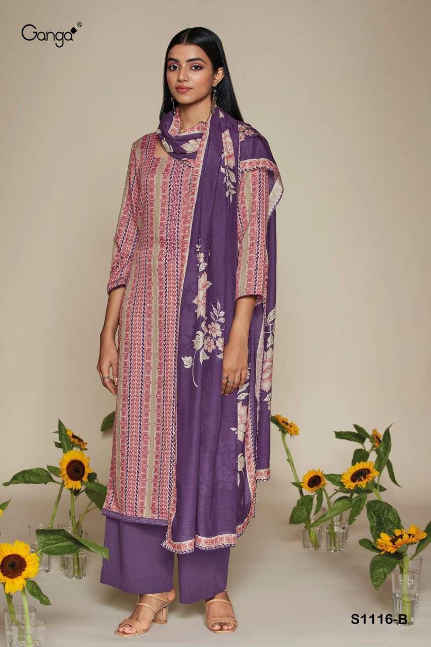 KEYA-1116 BY GANGA FASHION 1116-A TO 1116-D SERIES BEAUTIFUL SUITS COLORFUL STYLISH FANCY CASUAL WEAR & ETHNIC WEAR PURE PASHMINA PRINT DRESSES AT WHOLESALE PRICE