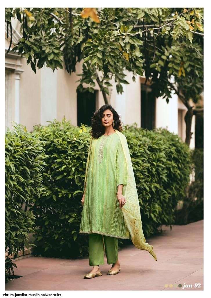 JANVIKA BY EHRUM 91 TO 93 SERIES BEAUTIFUL SUITS COLORFUL STYLISH FANCY CASUAL WEAR & ETHNIC WEAR PURE MUSLIN PRINT DRESSES AT WHOLESALE PRICE