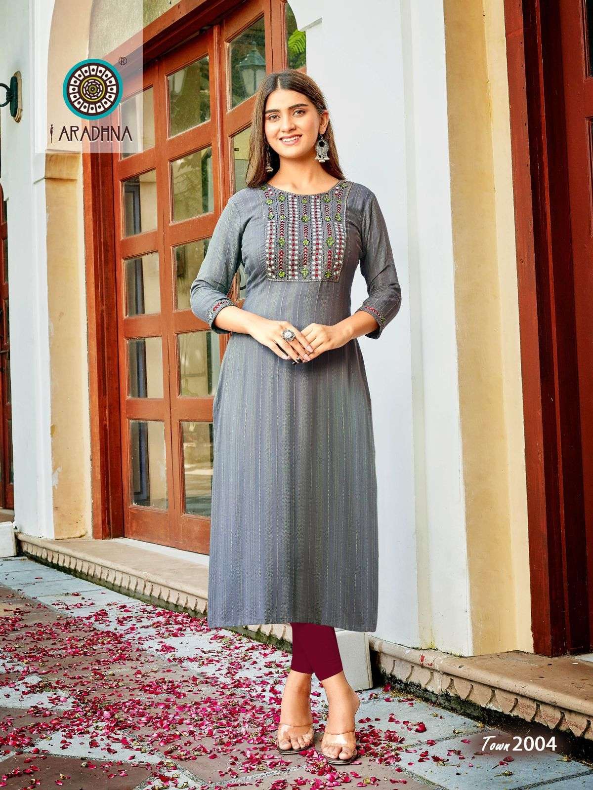 TALK OF THE TOWN VOL-2 BY ARADHNA FASHION 2001 TO 2006 SERIES DESIGNER STYLISH FANCY COLORFUL BEAUTIFUL PARTY WEAR & ETHNIC WEAR COLLECTION VISCOSE EMBROIDERED KURTIS AT WHOLESALE PRICE