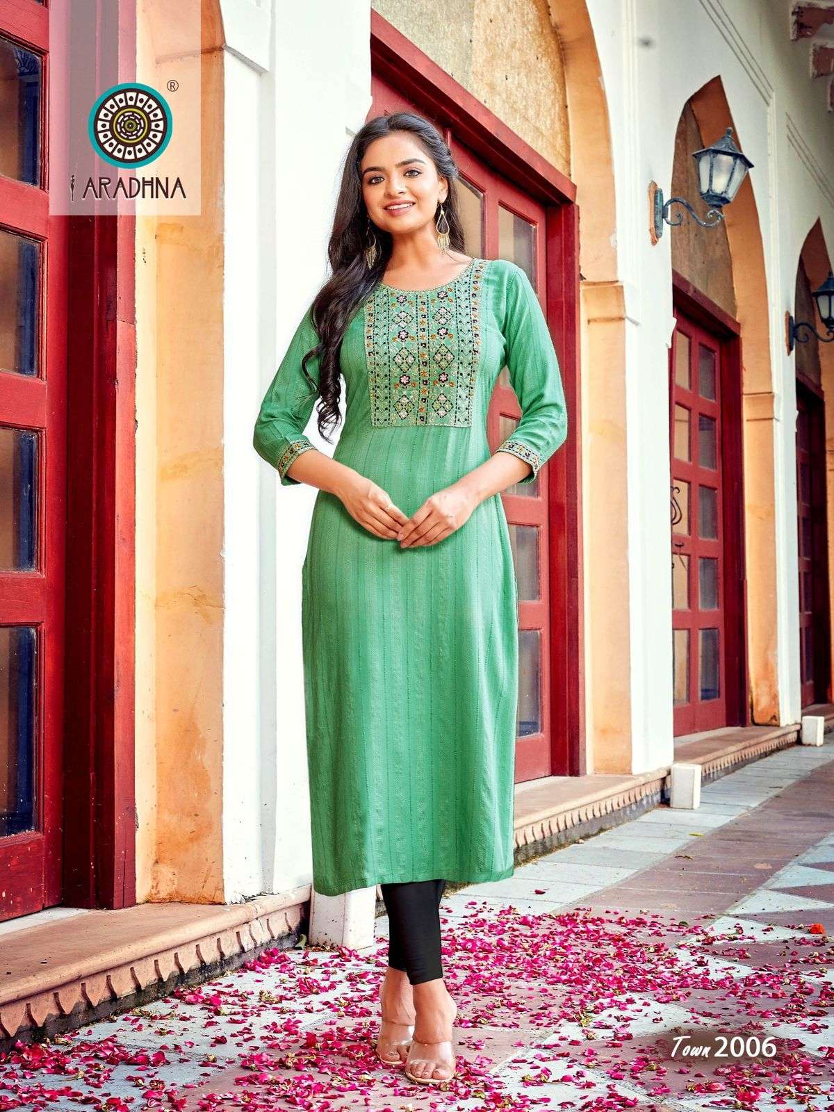 TALK OF THE TOWN VOL-2 BY ARADHNA FASHION 2001 TO 2006 SERIES DESIGNER STYLISH FANCY COLORFUL BEAUTIFUL PARTY WEAR & ETHNIC WEAR COLLECTION VISCOSE EMBROIDERED KURTIS AT WHOLESALE PRICE