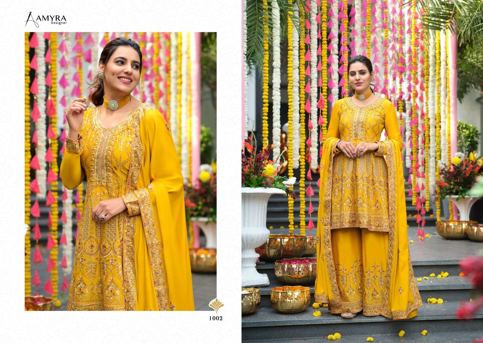 Anamika By Amyra Designer 1001 To 1004 Series Beautiful Sharara Suits Stylish Colorful Fancy Casual Wear & Ethnic Wear Heavy Chinnon Embroidered Dresses At Wholesale Price