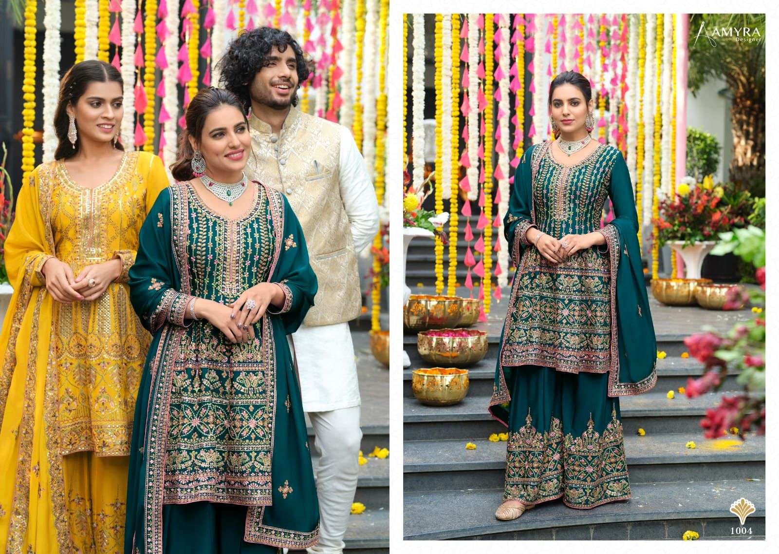 Anamika By Amyra Designer 1001 To 1004 Series Beautiful Sharara Suits Stylish Colorful Fancy Casual Wear & Ethnic Wear Heavy Chinnon Embroidered Dresses At Wholesale Price