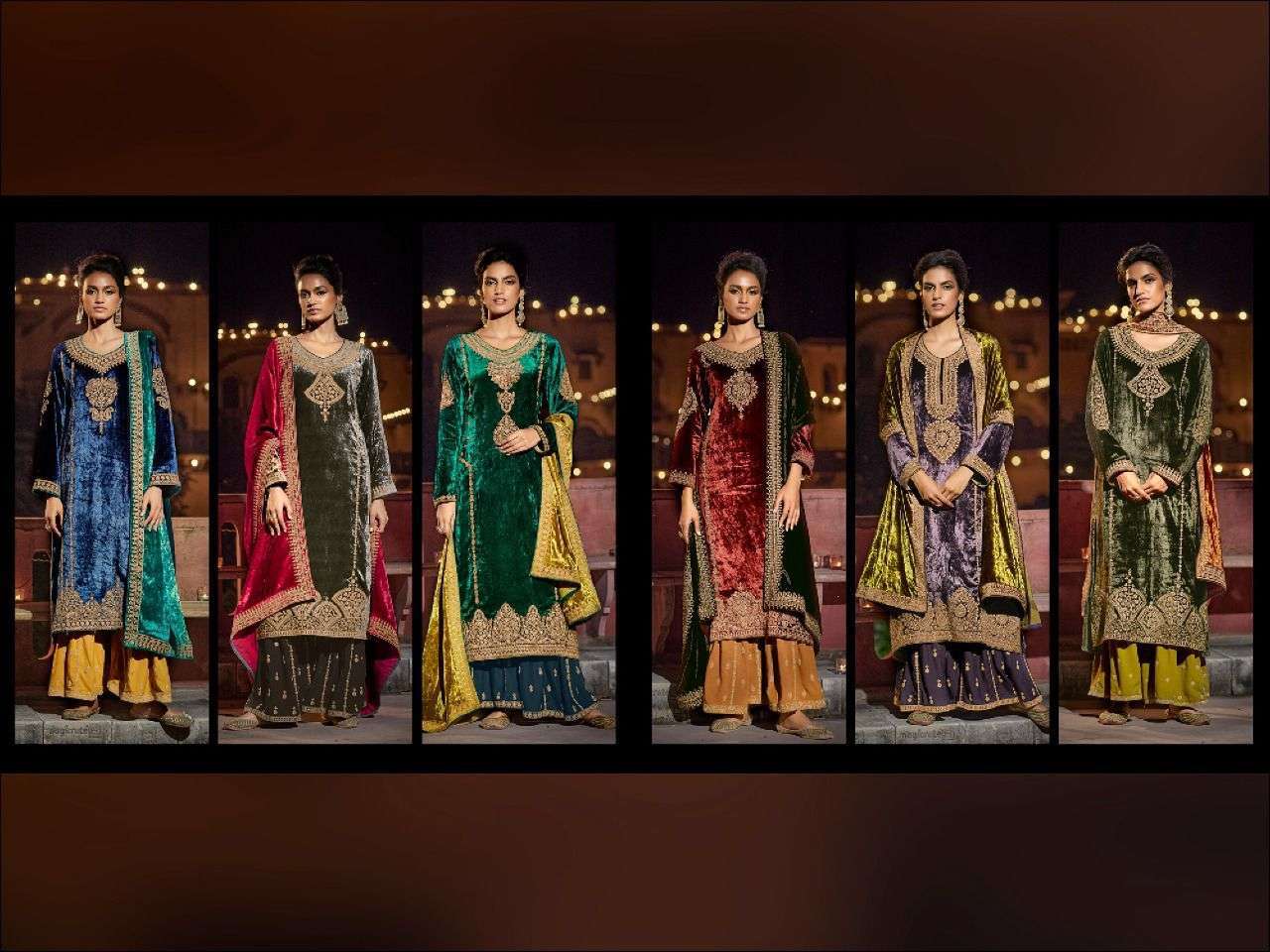 JASHN E RIWAZ BY AIQA 1001 TO 1006 SERIES BEAUTIFUL SUITS COLORFUL STYLISH FANCY CASUAL WEAR & ETHNIC WEAR PURE VELVET DRESSES AT WHOLESALE PRICE