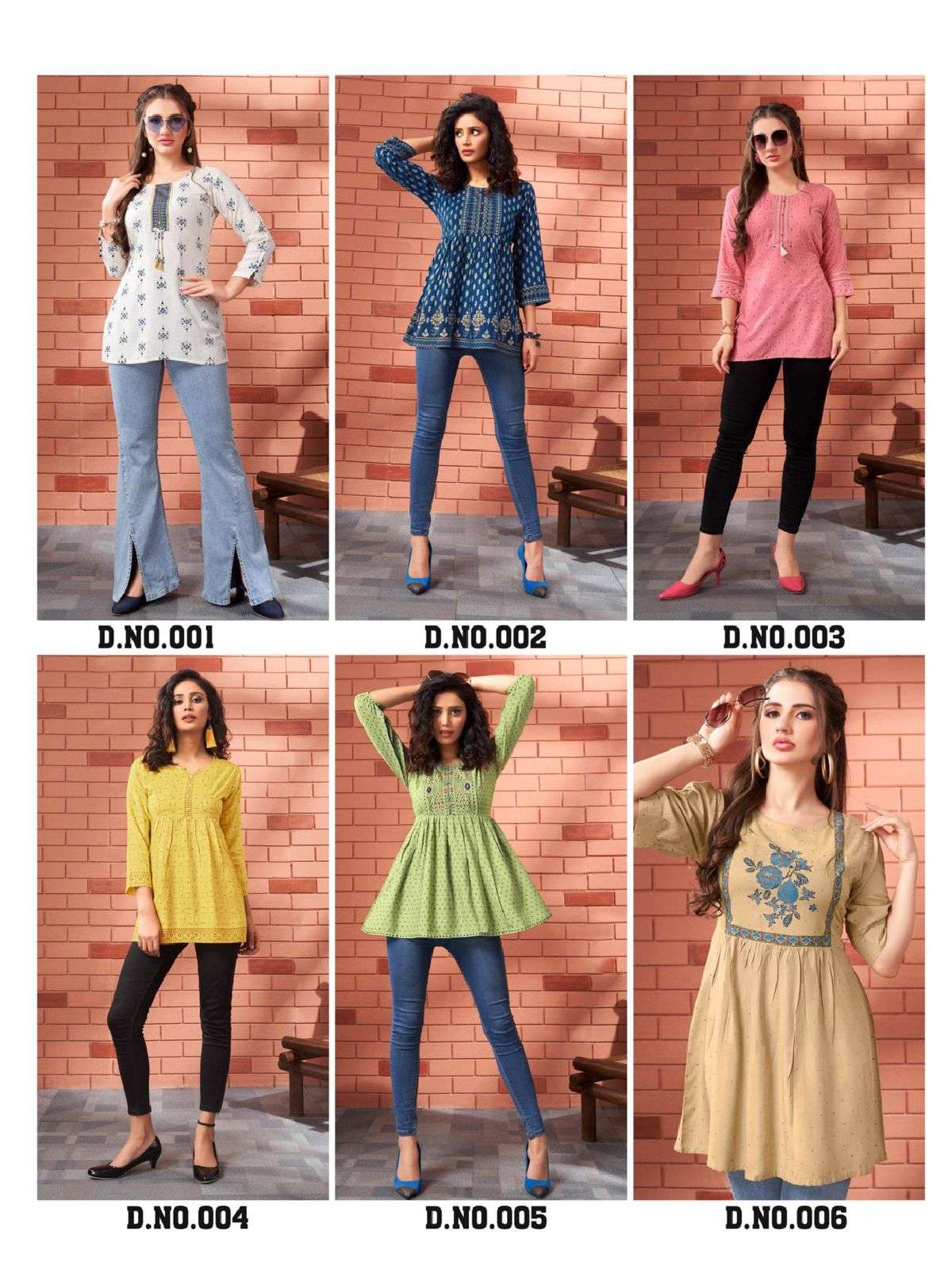 FUSION VOL-1 BY HERITAGE 001 TO 006 SERIES BEAUTIFUL STYLISH FANCY COLORFUL CASUAL WEAR & ETHNIC WEAR RAYON TOPS AT WHOLESALE PRICE
