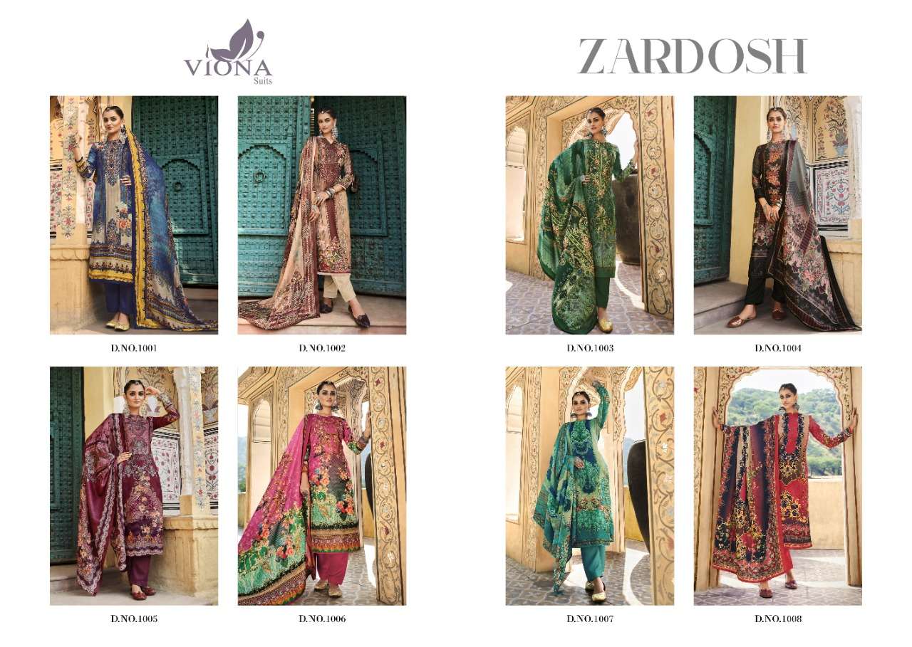 ZARDOSH BY VIONA SUITS 1001 TO 1008 SERIES BEAUTIFUL SUITS COLORFUL STYLISH FANCY CASUAL WEAR & ETHNIC WEAR PURE PASHMINA DRESSES AT WHOLESALE PRICE