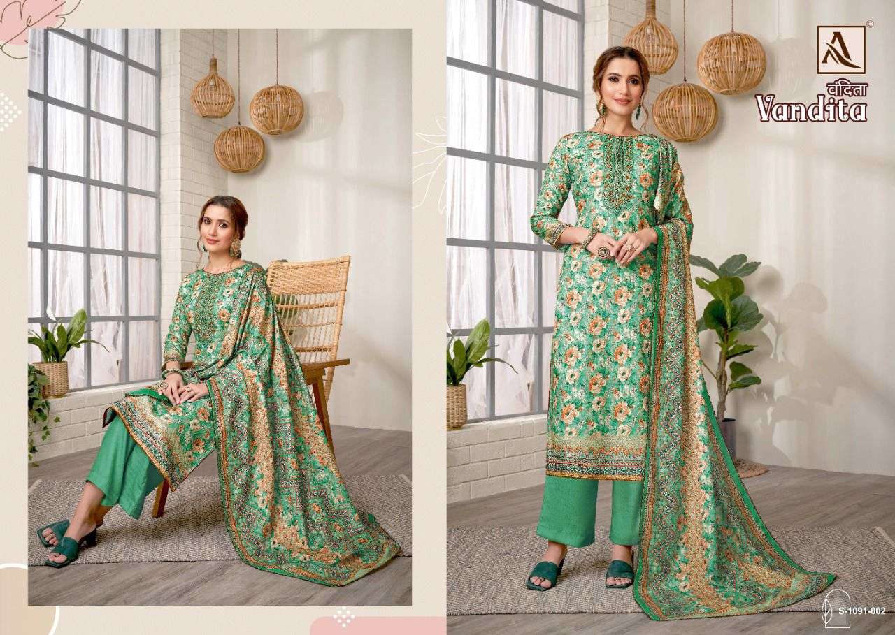 VANDITA BY ALOK SUIT 1091-001 TO 1091-008 SERIES DESIGNER SUITS BEAUTIFUL FANCY COLORFUL STYLISH PARTY WEAR & OCCASIONAL WEAR PASHMINA PRINT DRESSES AT WHOLESALE PRICE
