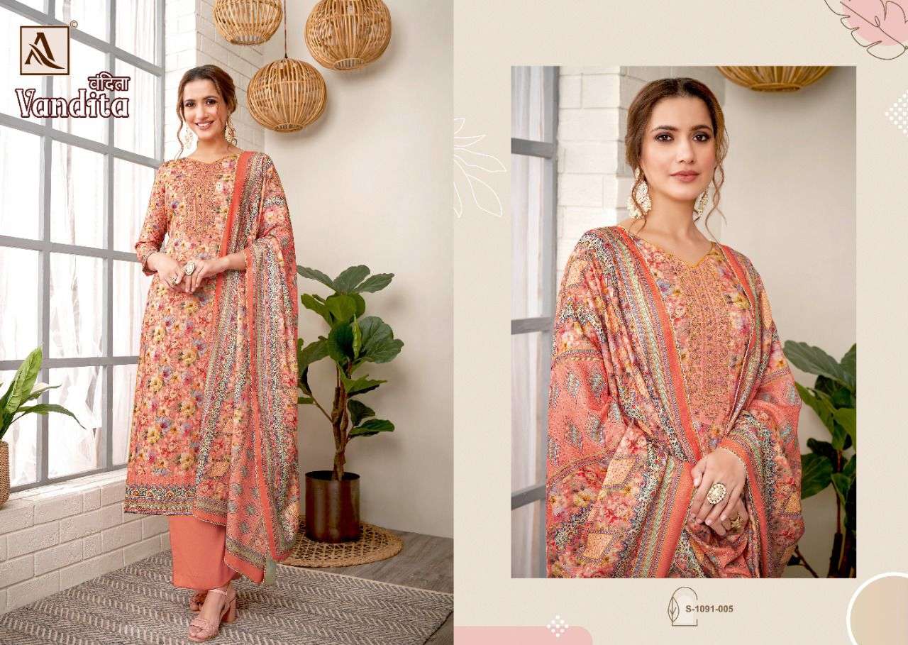 VANDITA BY ALOK SUIT 1091-001 TO 1091-008 SERIES DESIGNER SUITS BEAUTIFUL FANCY COLORFUL STYLISH PARTY WEAR & OCCASIONAL WEAR PASHMINA PRINT DRESSES AT WHOLESALE PRICE