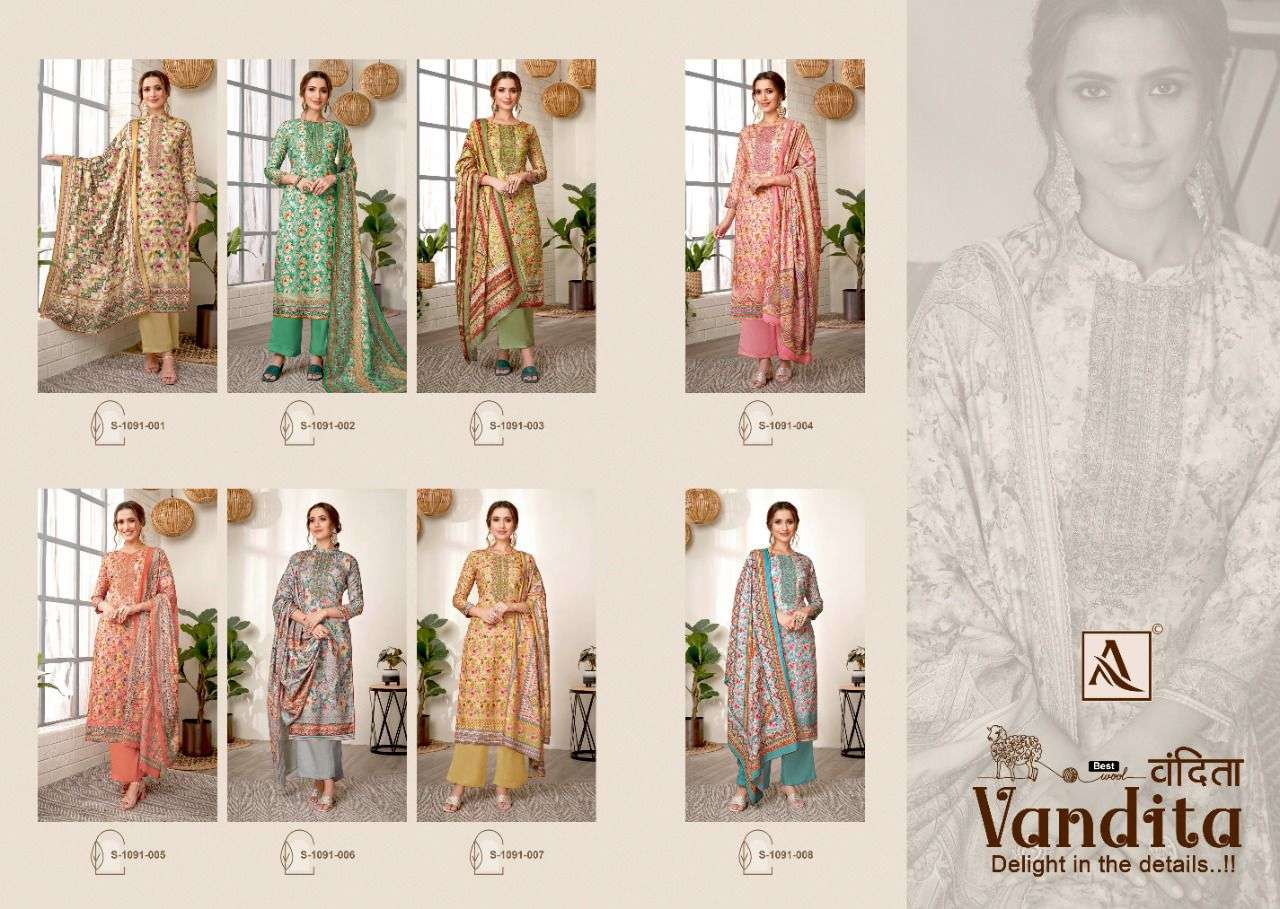 VANDITA BY ALOK SUIT 1091-001 TO 1091-008 SERIES DESIGNER SUITS BEAUTIFUL FANCY COLORFUL STYLISH PARTY WEAR & OCCASIONAL WEAR PASHMINA PRINT DRESSES AT WHOLESALE PRICE