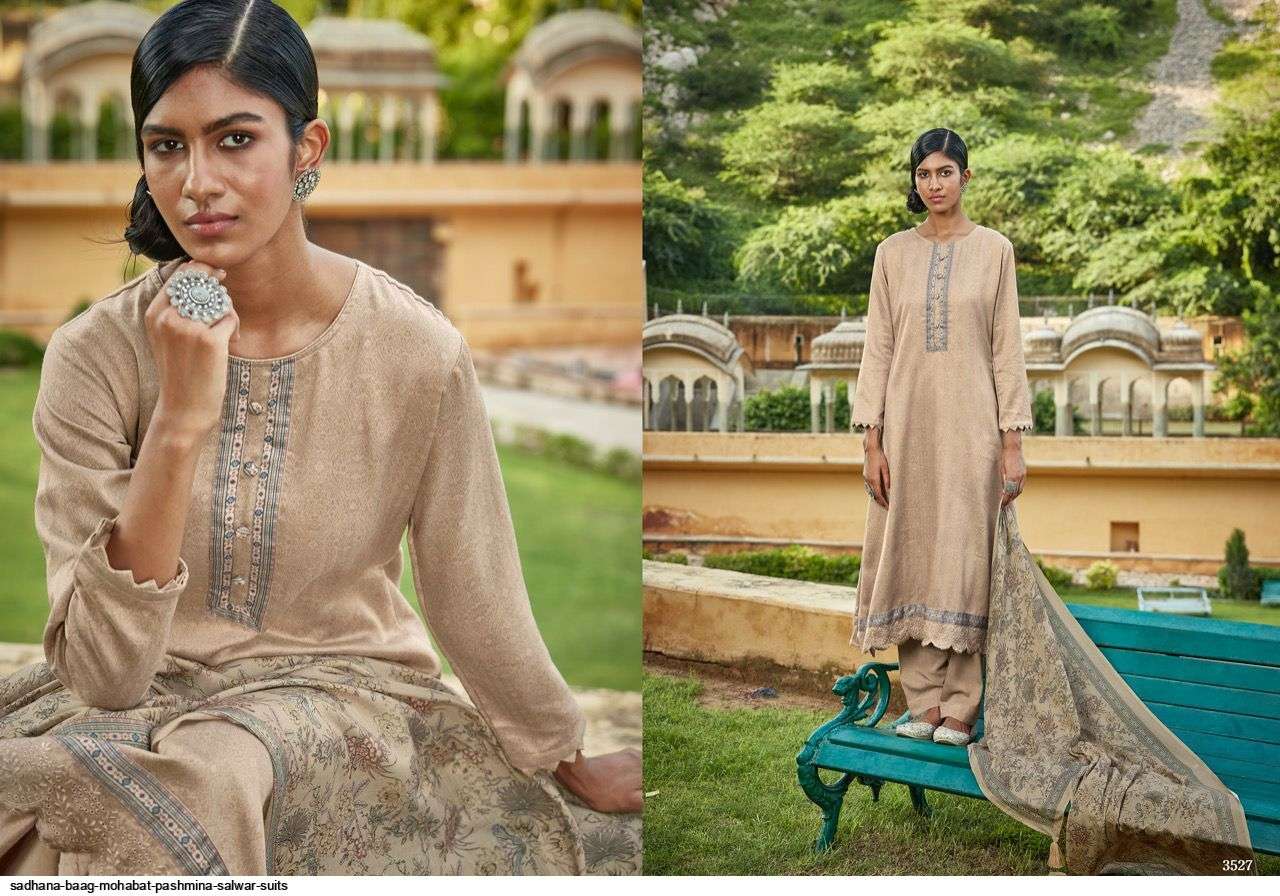BAAG E MOHABBAT BY SADHANA FASHION 3526 TO 3535 SERIES INDIAN SUITS BEAUTIFUL FANCY COLORFUL STYLISH PARTY WEAR & OCCASIONAL WEAR PURE PASHMINA DRESSES AT WHOLESALE PRICE