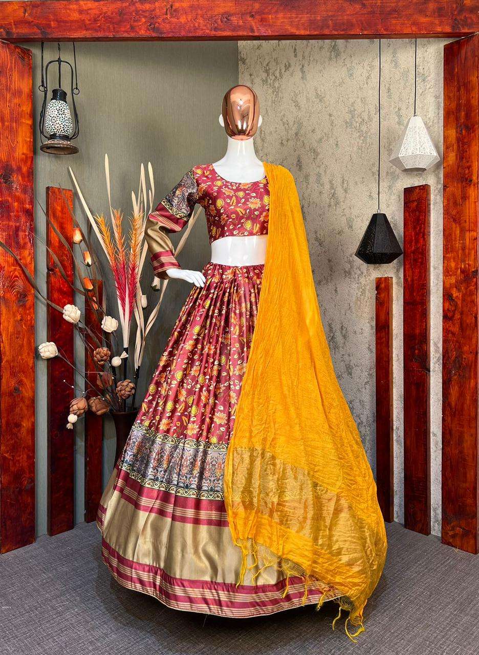LG-515 BY FASHID WHOLESALE 01 TO 04 SERIES DESIGNER BEAUTIFUL NAVRATRI COLLECTION OCCASIONAL WEAR & PARTY WEAR ZARI SATIN LEHENGAS AT WHOLESALE PRICE