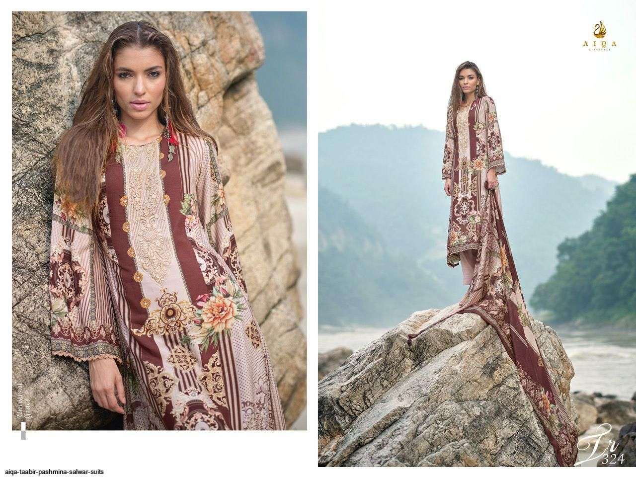 TAABIR BY AIQA 319 TO 326 SERIES BEAUTIFUL SUMMER COLLECTION PAKISATNI SUITS STYLISH FANCY COLORFUL CASUAL WEAR & ETHNIC WEAR PURE PASHMINA DIGITAL PRINT DRESSES AT WHOLESALE PRICE
