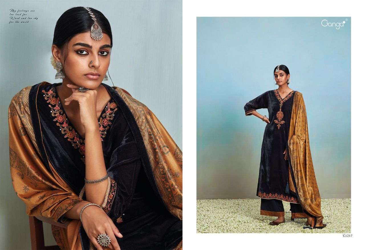 ADAH BY GANGA FASHION 1217 TO 1222 SERIES BEAUTIFUL SUMMER COLLECTION PAKISATNI SUITS STYLISH FANCY COLORFUL CASUAL WEAR & ETHNIC WEAR PURE VELVET DRESSES AT WHOLESALE PRICE