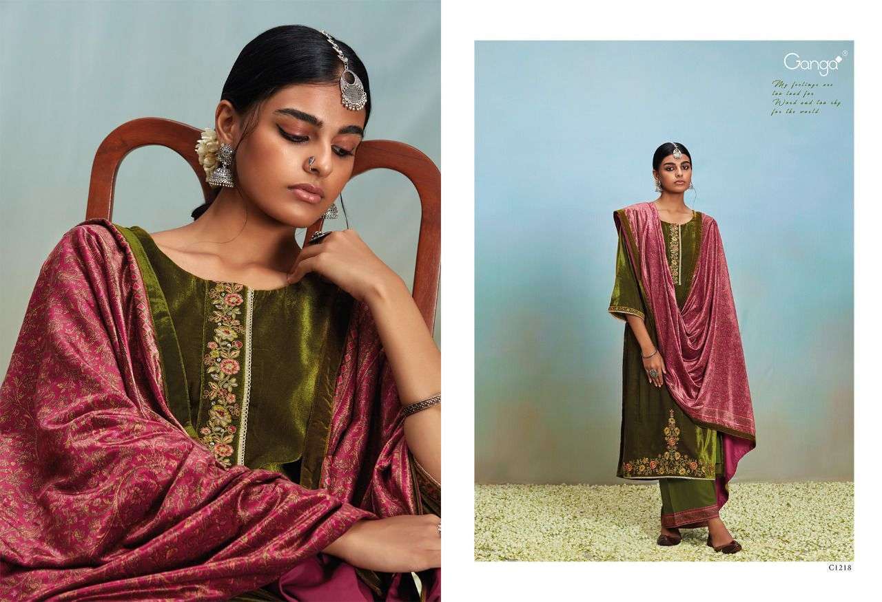 ADAH BY GANGA FASHION 1217 TO 1222 SERIES BEAUTIFUL SUMMER COLLECTION PAKISATNI SUITS STYLISH FANCY COLORFUL CASUAL WEAR & ETHNIC WEAR PURE VELVET DRESSES AT WHOLESALE PRICE