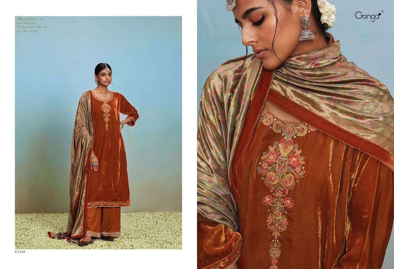 ADAH BY GANGA FASHION 1217 TO 1222 SERIES BEAUTIFUL SUMMER COLLECTION PAKISATNI SUITS STYLISH FANCY COLORFUL CASUAL WEAR & ETHNIC WEAR PURE VELVET DRESSES AT WHOLESALE PRICE