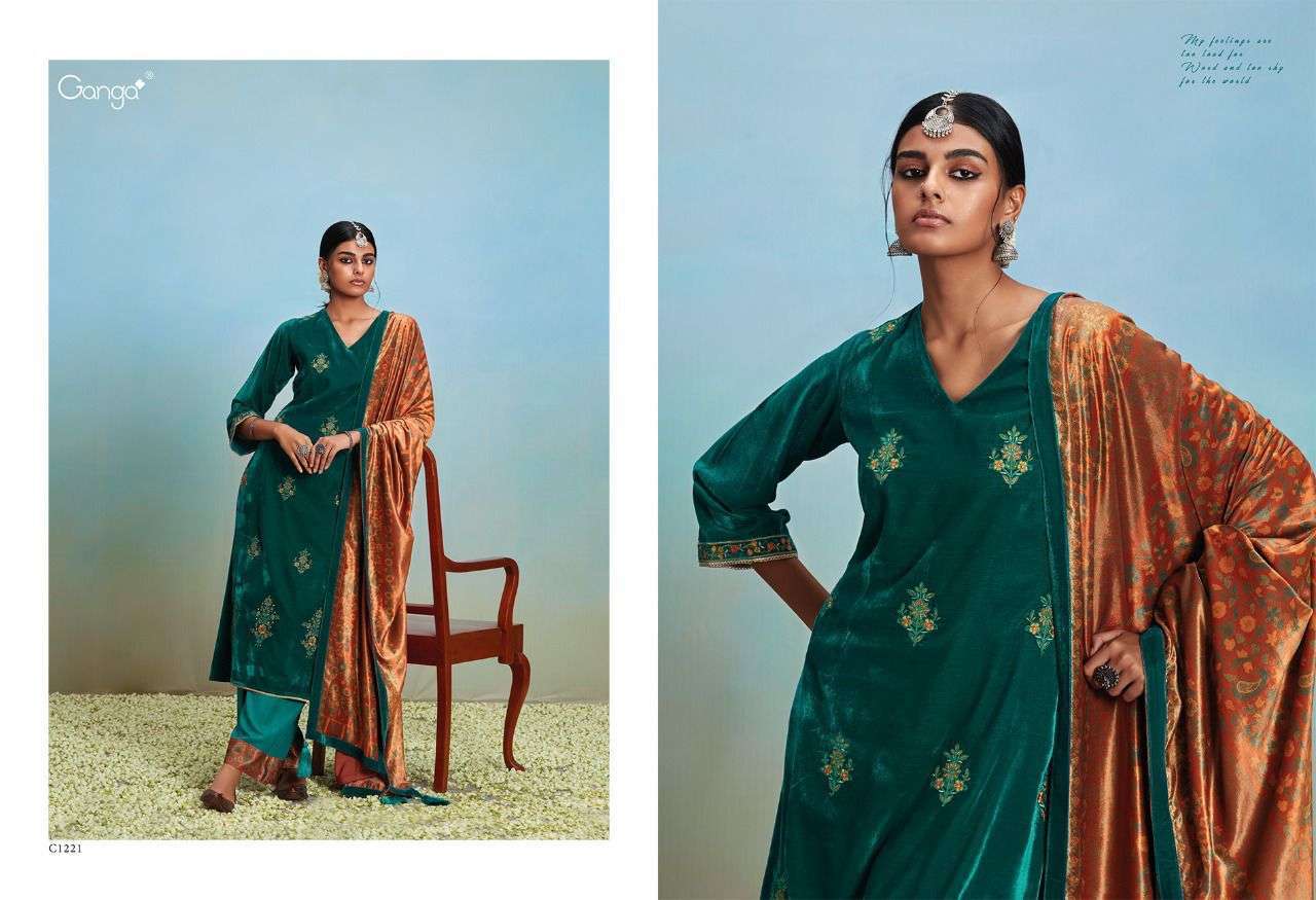 ADAH BY GANGA FASHION 1217 TO 1222 SERIES BEAUTIFUL SUMMER COLLECTION PAKISATNI SUITS STYLISH FANCY COLORFUL CASUAL WEAR & ETHNIC WEAR PURE VELVET DRESSES AT WHOLESALE PRICE