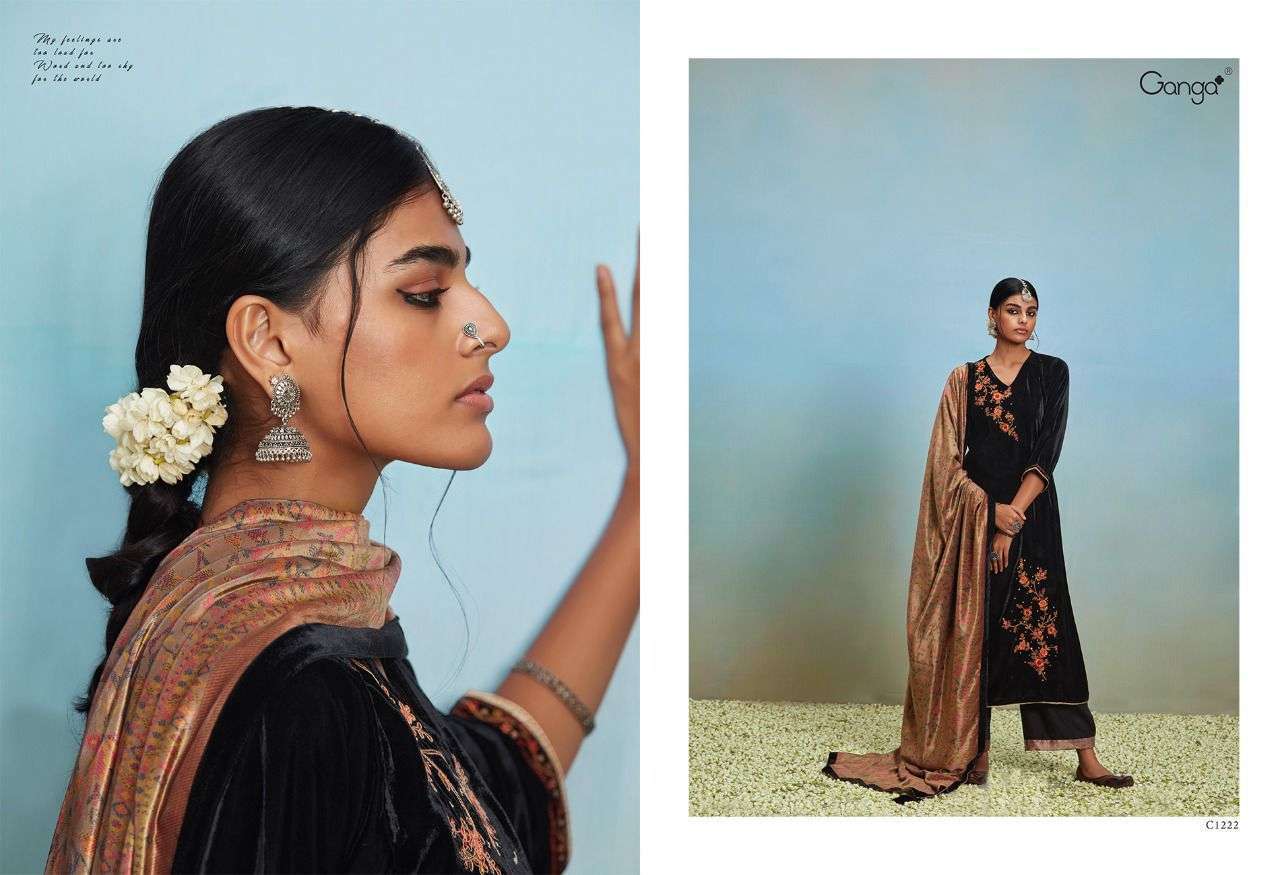 ADAH BY GANGA FASHION 1217 TO 1222 SERIES BEAUTIFUL SUMMER COLLECTION PAKISATNI SUITS STYLISH FANCY COLORFUL CASUAL WEAR & ETHNIC WEAR PURE VELVET DRESSES AT WHOLESALE PRICE