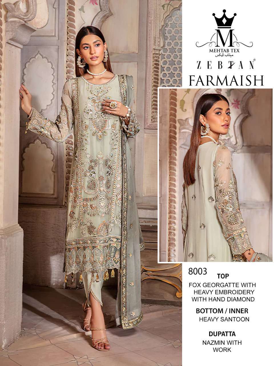 Farmaish By Mehtab Tex 8001 To 8003 Series Beautiful Pakistani Suits Colorful Stylish Fancy Casual Wear & Ethnic Wear Faux Georgette Embroidered Dresses At Wholesale Price