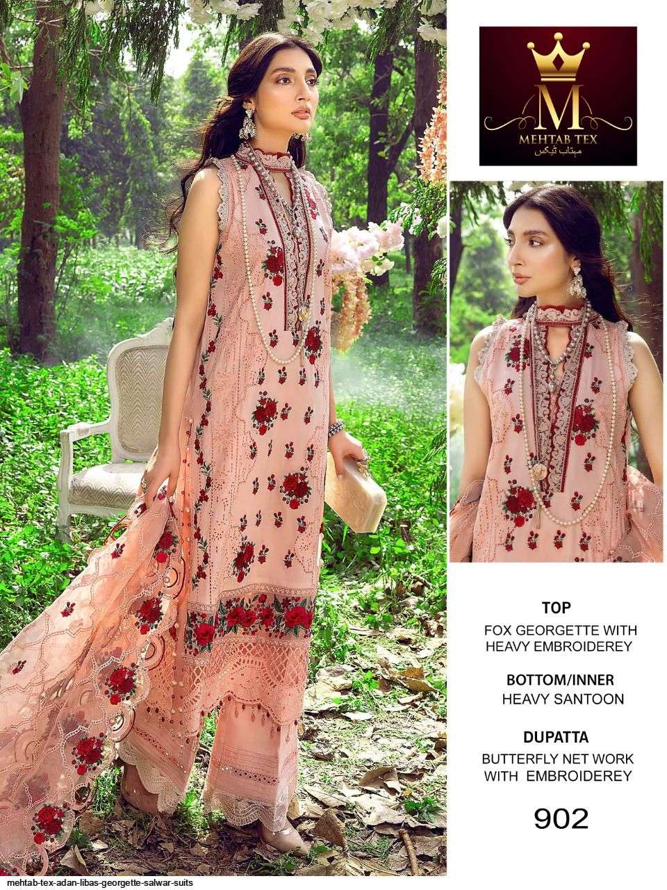 Adan Libas By Mehtab Tex 900 To 902 Series Beautiful Pakistani Suits Colorful Stylish Fancy Casual Wear & Ethnic Wear Faux Georgette Dresses At Wholesale Price
