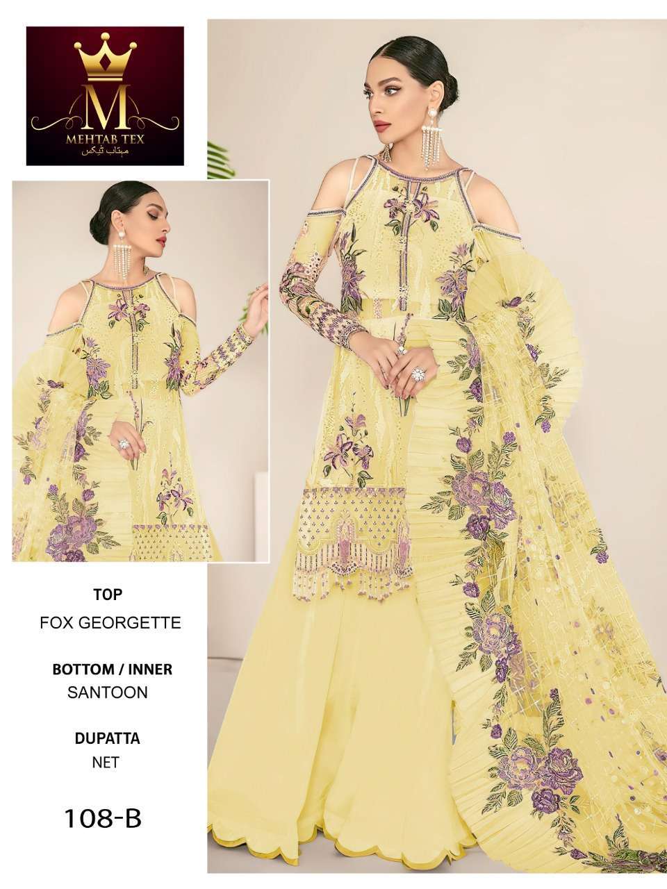MEHTAB 108 COLOURS BY MEHTAB TEX BEAUTIFUL PAKISTANI SUITS COLORFUL STYLISH FANCY CASUAL WEAR & ETHNIC WEAR FAUX GEORGETTE DRESSES AT WHOLESALE PRICE