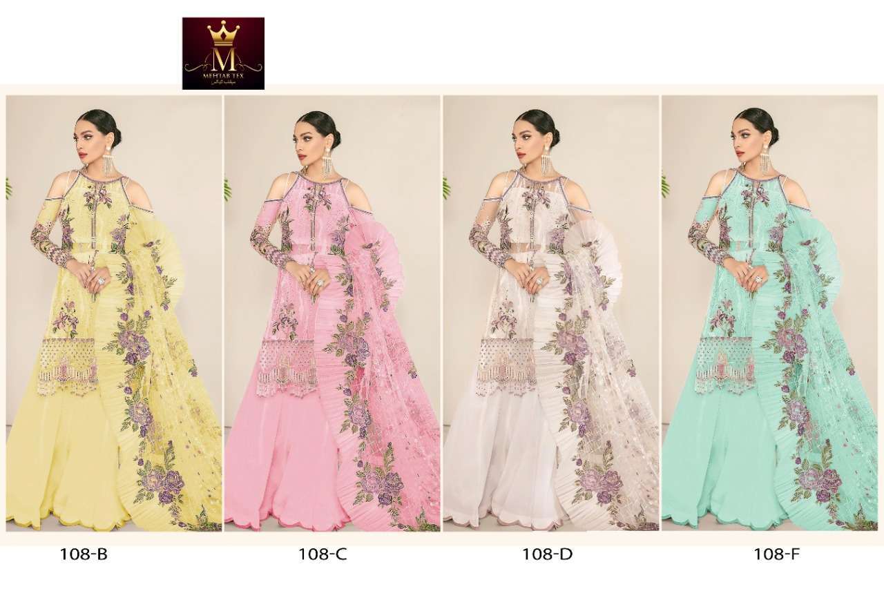 MEHTAB 108 COLOURS BY MEHTAB TEX BEAUTIFUL PAKISTANI SUITS COLORFUL STYLISH FANCY CASUAL WEAR & ETHNIC WEAR FAUX GEORGETTE DRESSES AT WHOLESALE PRICE