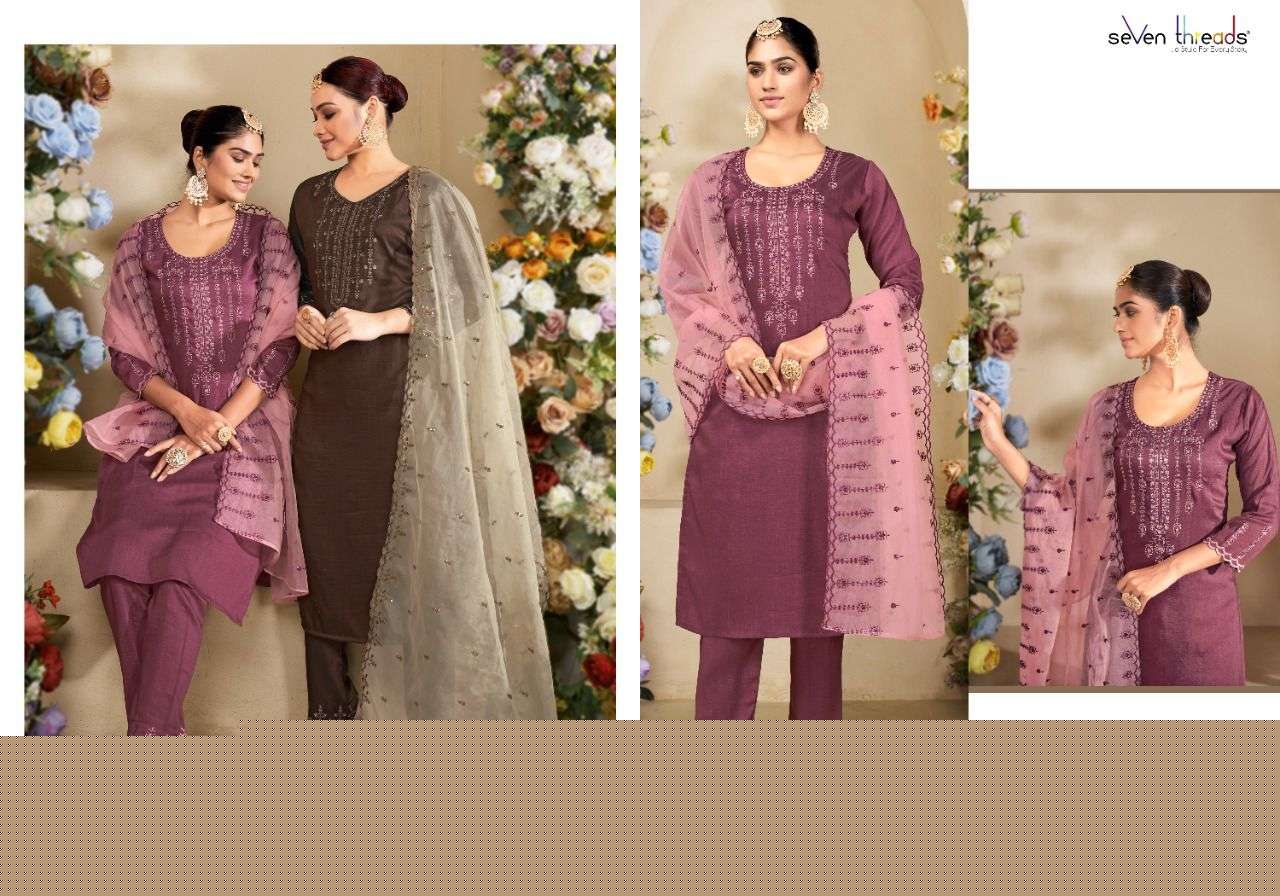 REHNUMA BY SEVEN THREADS 9001 TO 9007 SERIES BEAUTIFUL SUITS STYLISH FANCY COLORFUL CASUAL WEAR & ETHNIC WEAR BEMBERG SILK DRESSES AT WHOLESALE PRICE