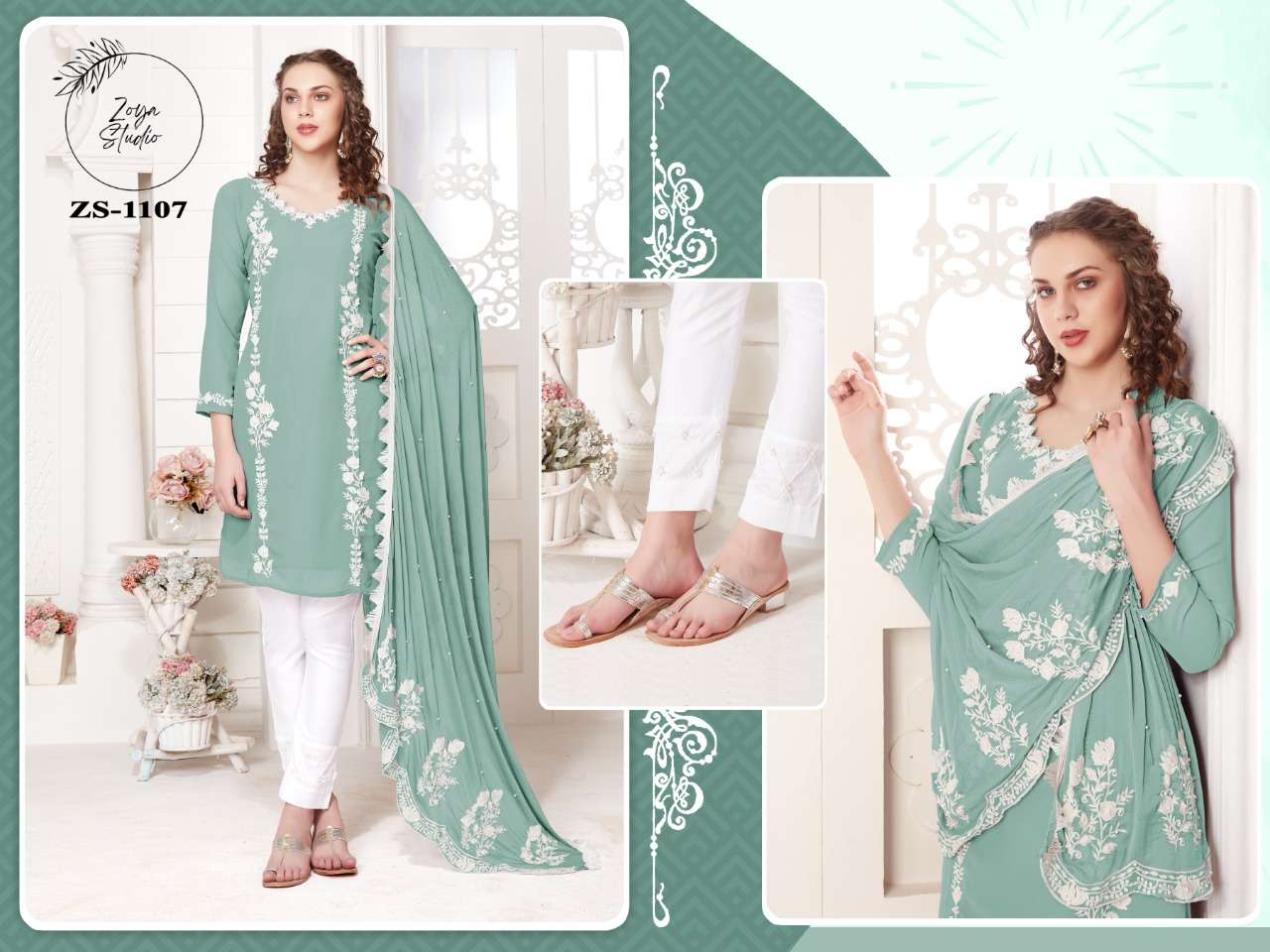 ZOYA HIT DESIGN 1107 COLOURS BY ZOYA 1107-A TO 1107-D SERIES BEAUTIFUL PAKISTANI SUITS COLORFUL STYLISH FANCY CASUAL WEAR & ETHNIC WEAR PURE GEORGETTE EMBROIDERED DRESSES AT WHOLESALE PRICE