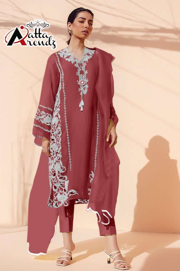 ATTA TRENDZ 2719 COLOURS BY ATTA TRENDZ 2719-A TO 2719-B SERIES DESIGNER PAKISTANI SUITS BEAUTIFUL STYLISH FANCY COLORFUL PARTY WEAR & OCCASIONAL WEAR PURE GEORGETTE EMBROIDERED DRESSES AT WHOLESALE PRICE