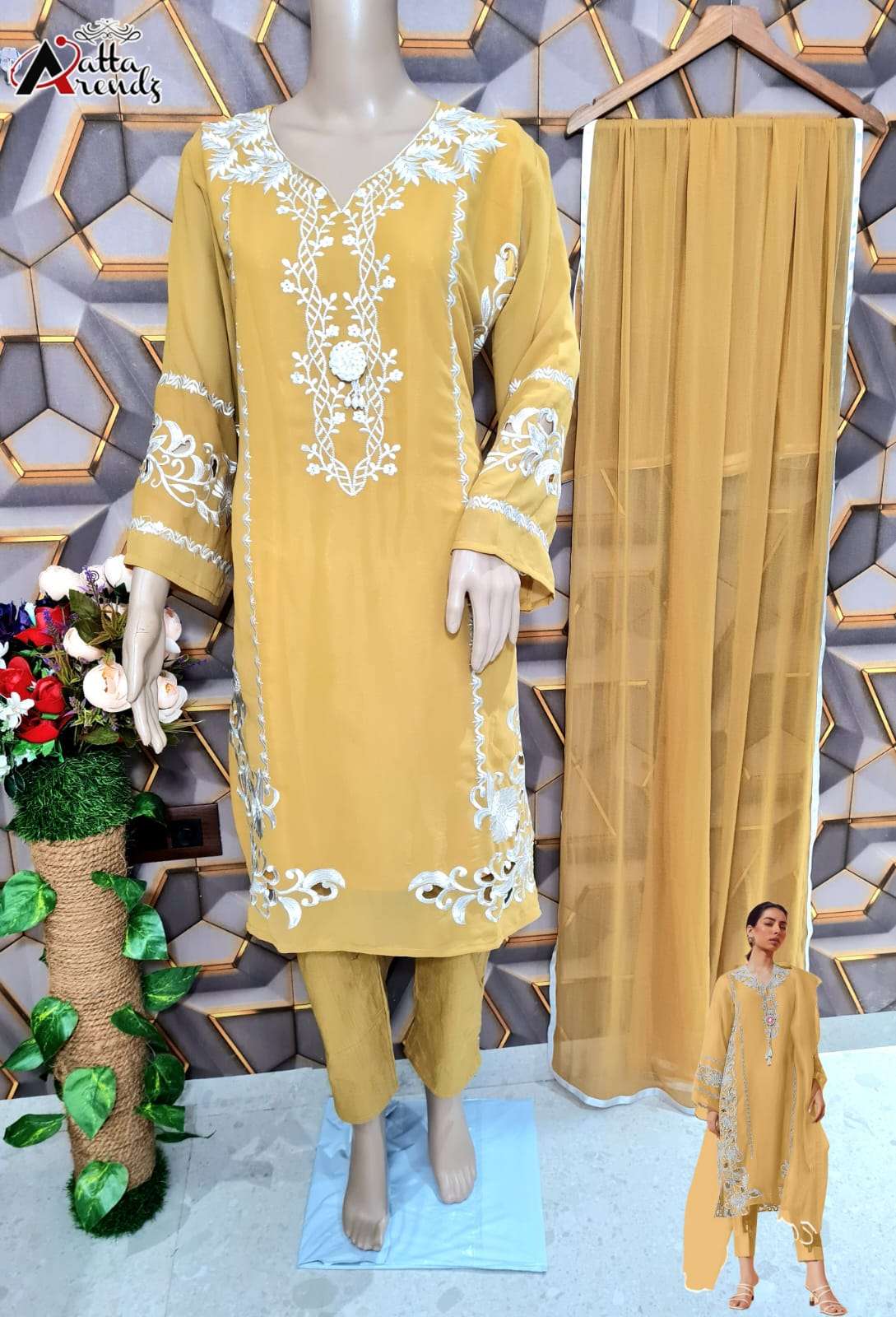 ATTA TRENDZ 2719 COLOURS BY ATTA TRENDZ 2719-A TO 2719-B SERIES DESIGNER PAKISTANI SUITS BEAUTIFUL STYLISH FANCY COLORFUL PARTY WEAR & OCCASIONAL WEAR PURE GEORGETTE EMBROIDERED DRESSES AT WHOLESALE PRICE