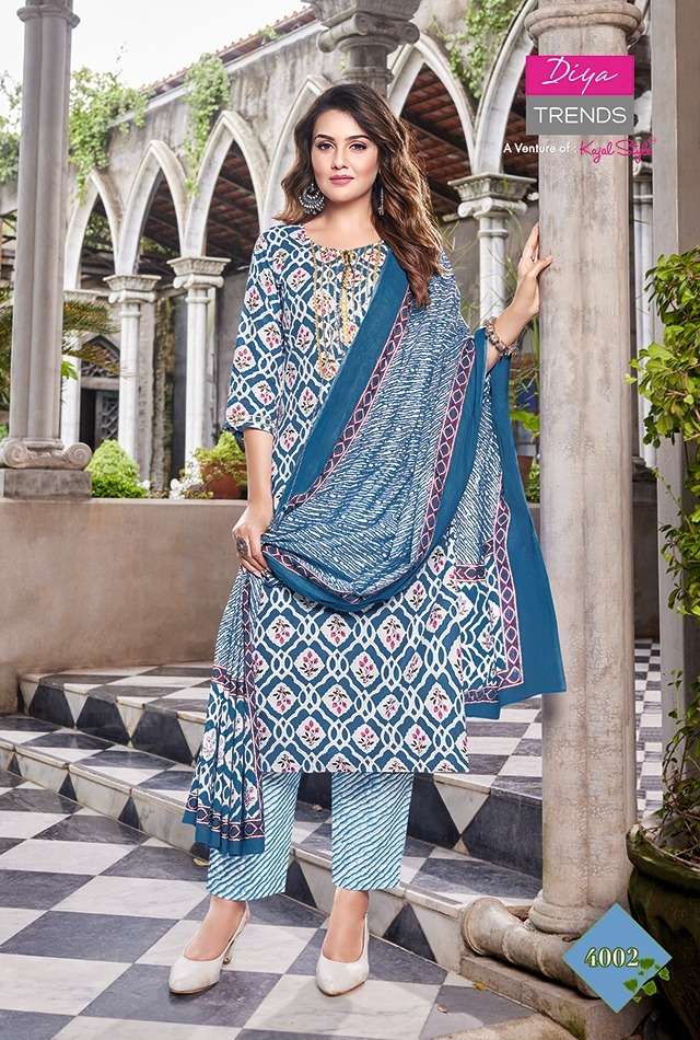 ODHANI VOL-4 BY DIYA TRENDS 4001 TO 4010 SERIES BEAUTIFUL SUITS COLORFUL STYLISH FANCY CASUAL WEAR & ETHNIC WEAR COTTON PRINT DRESSES AT WHOLESALE PRICE