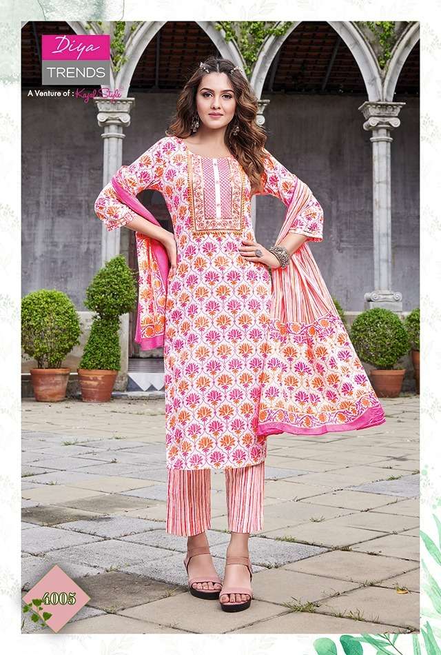 ODHANI VOL-4 BY DIYA TRENDS 4001 TO 4010 SERIES BEAUTIFUL SUITS COLORFUL STYLISH FANCY CASUAL WEAR & ETHNIC WEAR COTTON PRINT DRESSES AT WHOLESALE PRICE