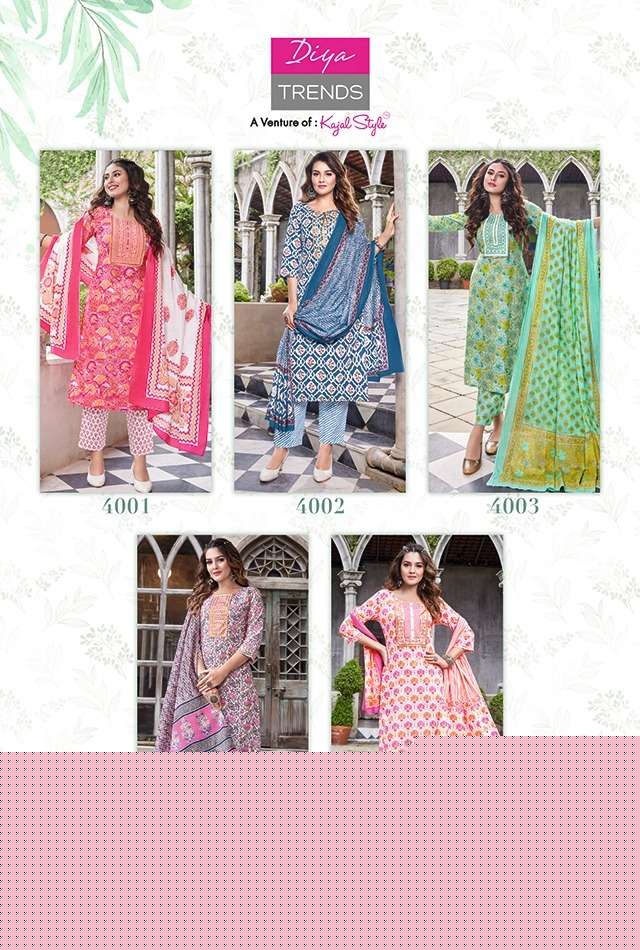 ODHANI VOL-4 BY DIYA TRENDS 4001 TO 4010 SERIES BEAUTIFUL SUITS COLORFUL STYLISH FANCY CASUAL WEAR & ETHNIC WEAR COTTON PRINT DRESSES AT WHOLESALE PRICE