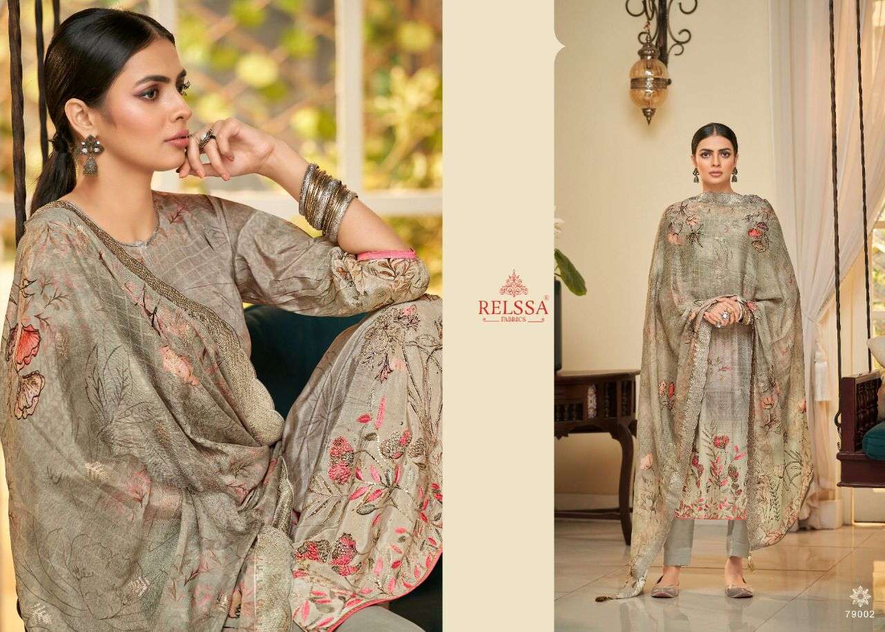 BAANI VOL-2 BY RELSAA FABRICS 79001 TO 79006 SERIES BEAUTIFUL SUITS COLORFUL STYLISH FANCY CASUAL WEAR & ETHNIC WEAR PURE CREPE DRESSES AT WHOLESALE PRICE