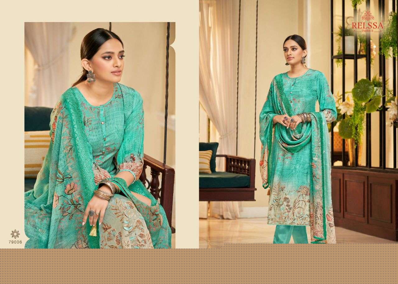 BAANI VOL-2 BY RELSAA FABRICS 79001 TO 79006 SERIES BEAUTIFUL SUITS COLORFUL STYLISH FANCY CASUAL WEAR & ETHNIC WEAR PURE CREPE DRESSES AT WHOLESALE PRICE