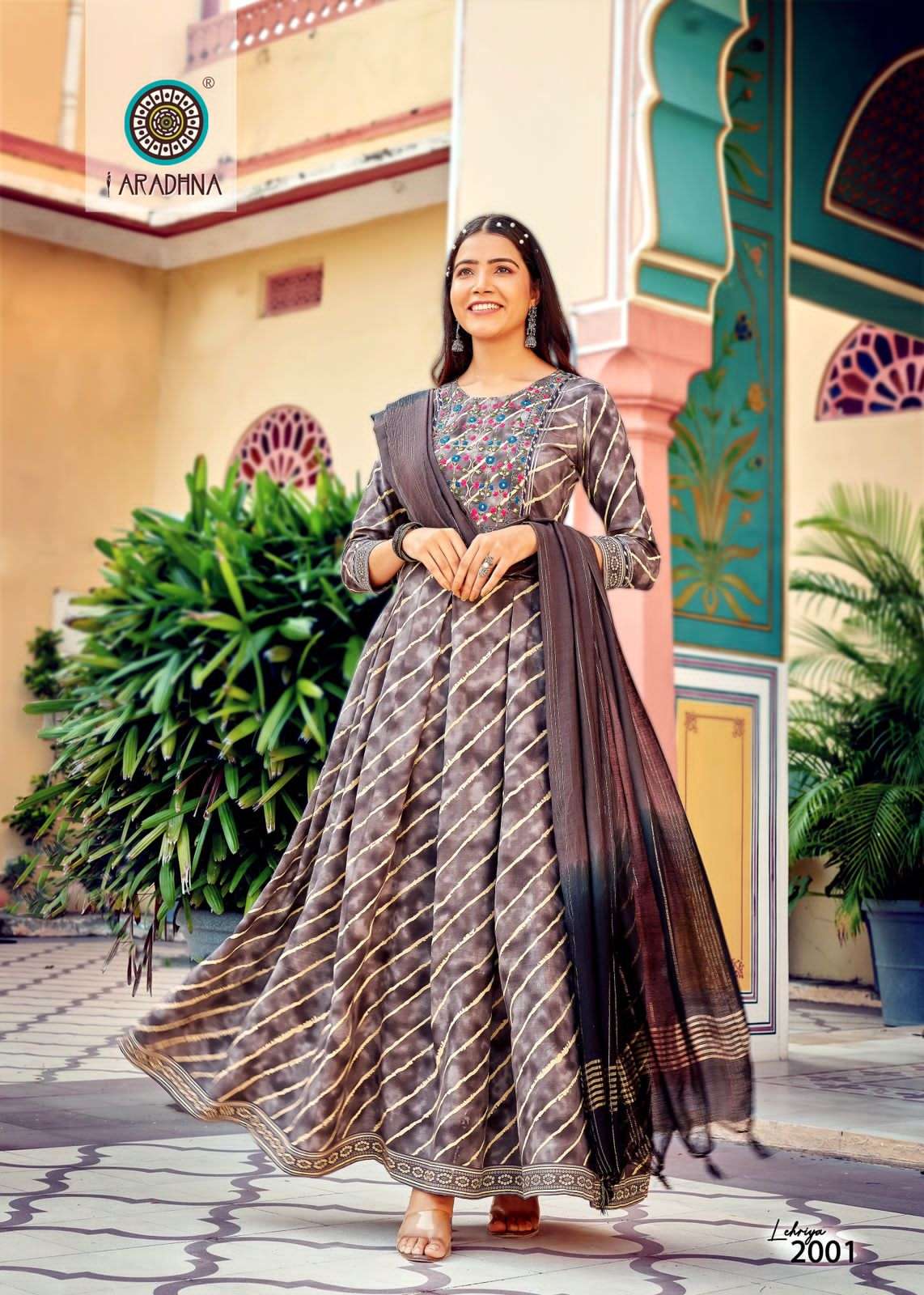 Lehriya Vol-2 By Aradhna Fashion 2001 To 2008 Series Beautiful Stylish Fancy Colorful Casual Wear & Ethnic Wear Rayon Gowns With Dupatta At Wholesale Price