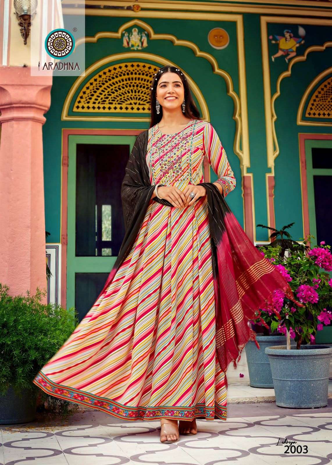 Lehriya Vol-2 By Aradhna Fashion 2001 To 2008 Series Beautiful Stylish Fancy Colorful Casual Wear & Ethnic Wear Rayon Gowns With Dupatta At Wholesale Price